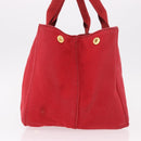 PRADA Canapa MM Hand Bag Canvas Red Auth bs35937-3