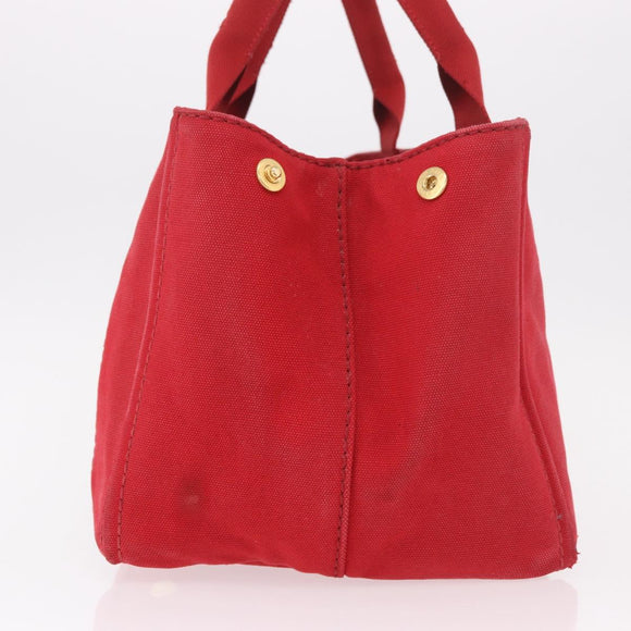 PRADA Canapa MM Hand Bag Canvas Red Auth bs35937