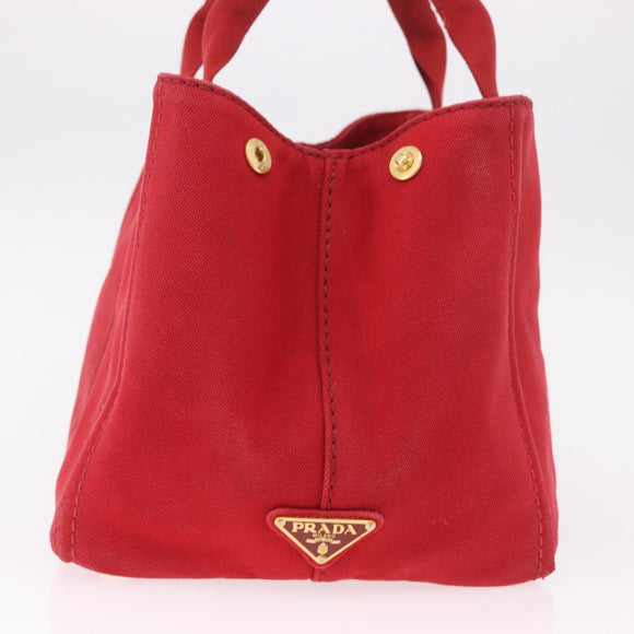 PRADA Canapa MM Hand Bag Canvas Red Auth bs35937