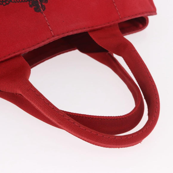 PRADA Canapa MM Hand Bag Canvas Red Auth bs35937
