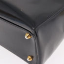 Christian Dior Hand Bag Patent Black Gold Auth bs35940-12