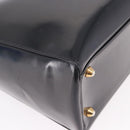 Christian Dior Hand Bag Patent Black Gold Auth bs35940-13