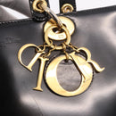 Christian Dior Hand Bag Patent Black Gold Auth bs35940-16