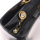 Christian Dior Hand Bag Patent Black Gold Auth bs35940-18