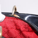 Christian Dior Hand Bag Patent Black Gold Auth bs35940-25