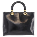 Christian Dior Hand Bag Patent Black Gold Auth bs35940-3