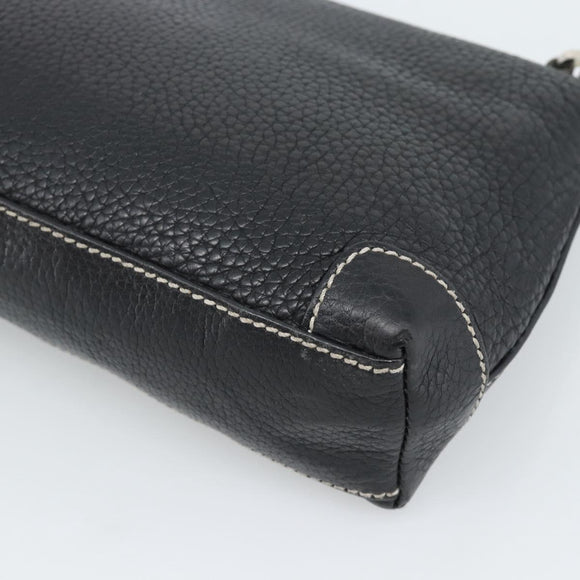 TIFFANY&Co. Shoulder Bag Leather Black Silver Auth bs35941