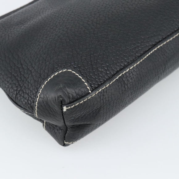 TIFFANY&Co. Shoulder Bag Leather Black Silver Auth bs35941