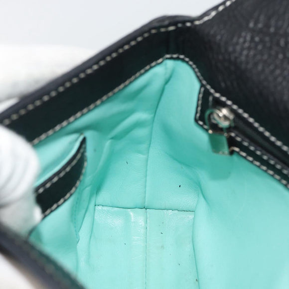TIFFANY&Co. Shoulder Bag Leather Black Silver Auth bs35941