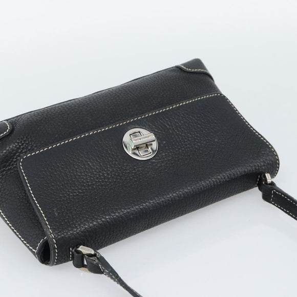 TIFFANY&Co. Shoulder Bag Leather Black Silver Auth bs35941