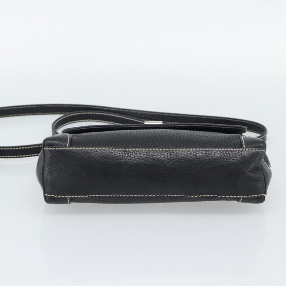 TIFFANY&Co. Shoulder Bag Leather Black Silver Auth bs35941