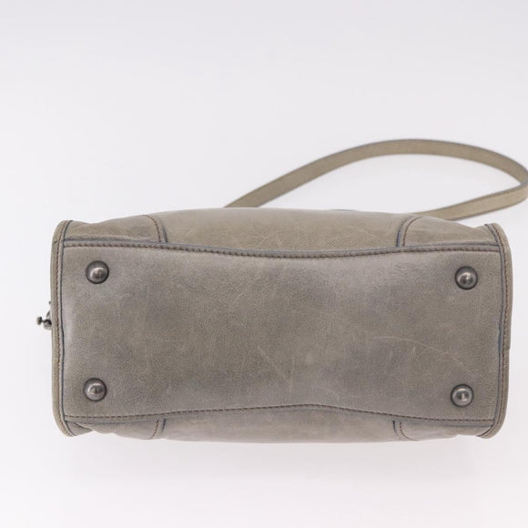Miu Miu Hand Bag Leather 2way Gray Auth bs35942M