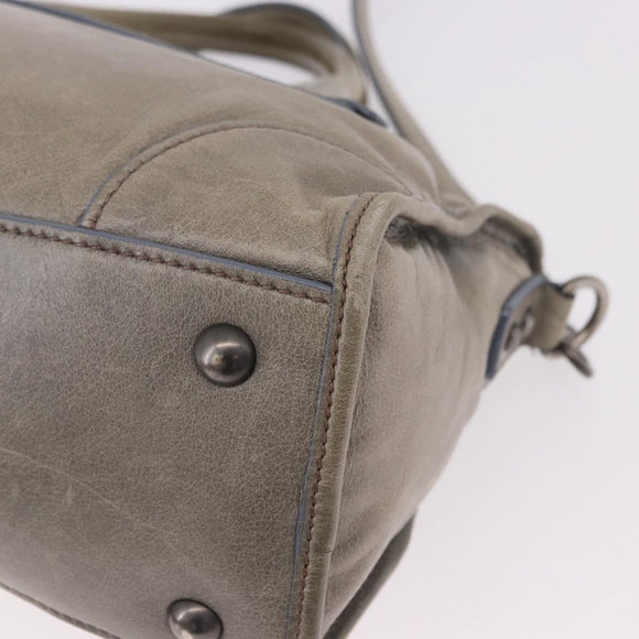 Miu Miu Hand Bag Leather 2way Gray Auth bs35942M