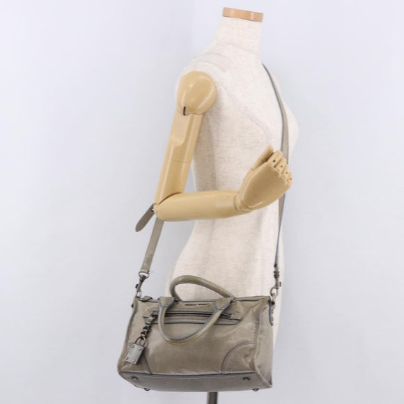 Miu Miu Hand Bag Leather 2way Gray Auth bs35942M