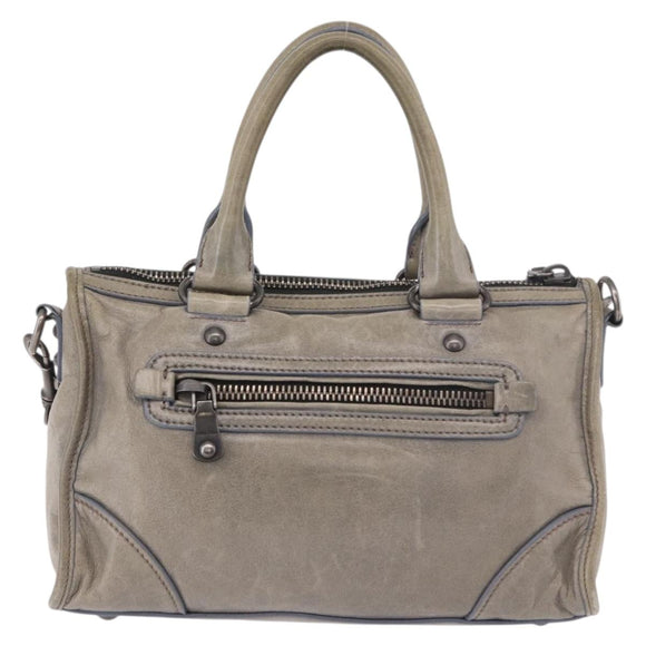 Miu Miu Hand Bag Leather 2way Gray Auth bs35942M