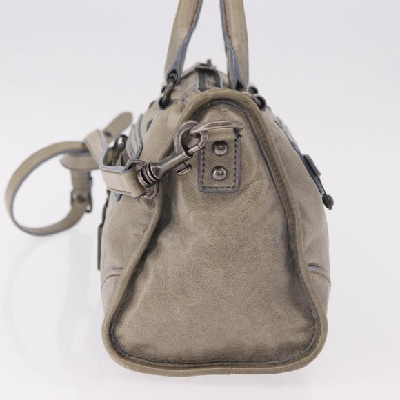Miu Miu Hand Bag Leather 2way Gray Auth bs35942M