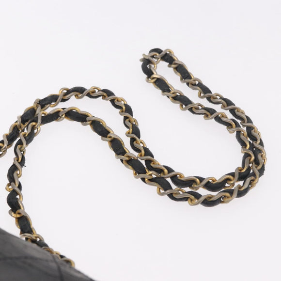 CHANEL Matelasse Chain Shoulder Bag Leather Black Gold CC Auth bs35943