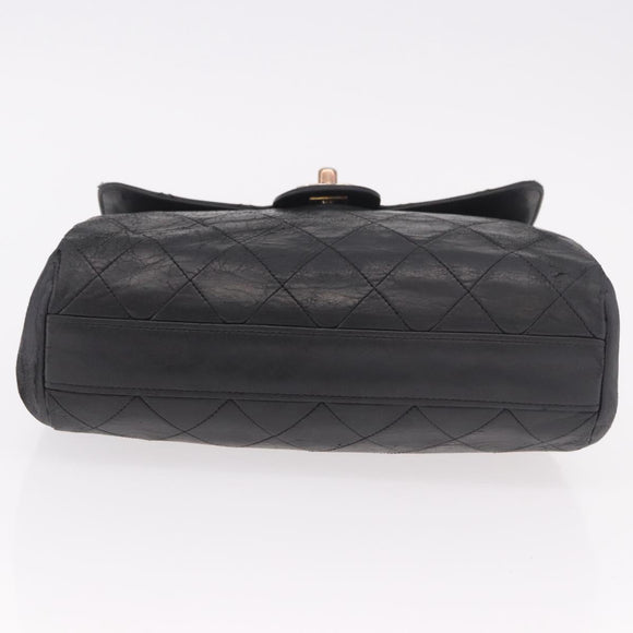CHANEL Matelasse Chain Shoulder Bag Leather Black Gold CC Auth bs35943