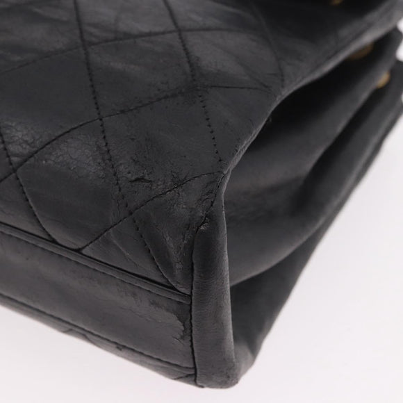CHANEL Matelasse Chain Shoulder Bag Leather Black Gold CC Auth bs35943