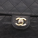 CHANEL Matelasse Chain Shoulder Bag Leather Black Gold CC Auth bs35943-19