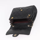 CHANEL Matelasse Chain Shoulder Bag Leather Black Gold CC Auth bs35943-20