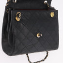 CHANEL Matelasse Chain Shoulder Bag Leather Black Gold CC Auth bs35943-22