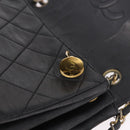 CHANEL Matelasse Chain Shoulder Bag Leather Black Gold CC Auth bs35943-24