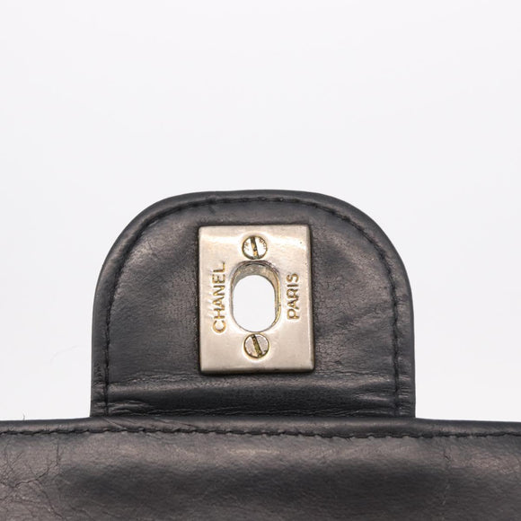 CHANEL Matelasse Chain Shoulder Bag Leather Black Gold CC Auth bs35943