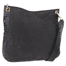 BOTTEGA VENETA Shoulder Bag Canvas Black Gold Auth bs35947-1