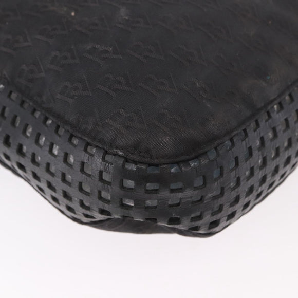 BOTTEGA VENETA Shoulder Bag Canvas Black Gold Auth bs35947