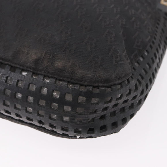 BOTTEGA VENETA Shoulder Bag Canvas Black Gold Auth bs35947