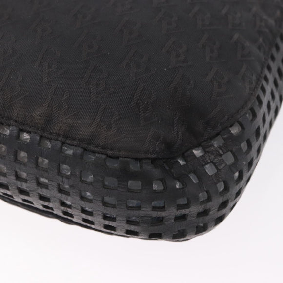BOTTEGA VENETA Shoulder Bag Canvas Black Gold Auth bs35947