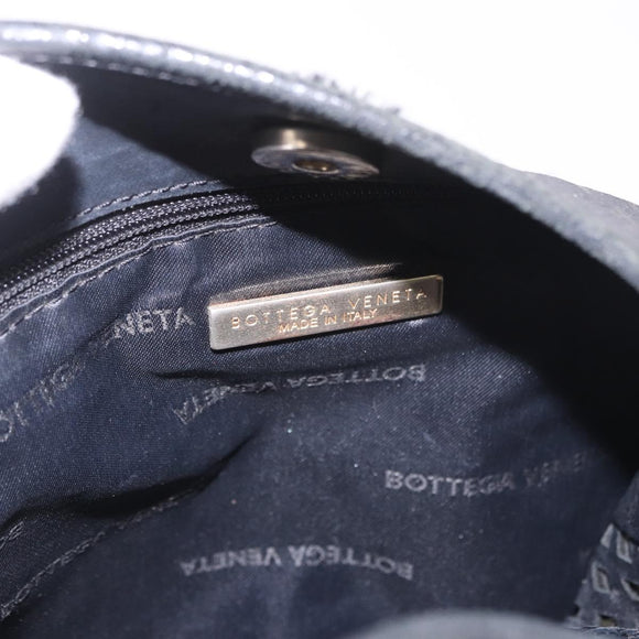 BOTTEGA VENETA Shoulder Bag Canvas Black Gold Auth bs35947