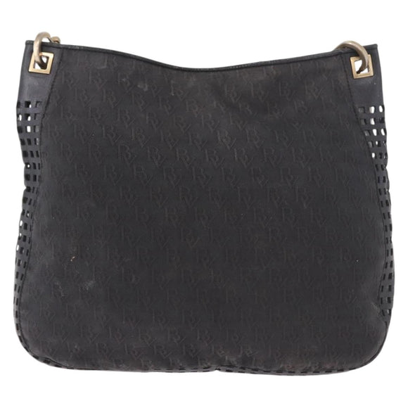 BOTTEGA VENETA Shoulder Bag Canvas Black Gold Auth bs35947