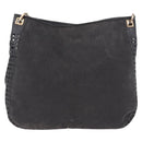 BOTTEGA VENETA Shoulder Bag Canvas Black Gold Auth bs35947-3