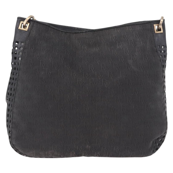 BOTTEGA VENETA Shoulder Bag Canvas Black Gold Auth bs35947