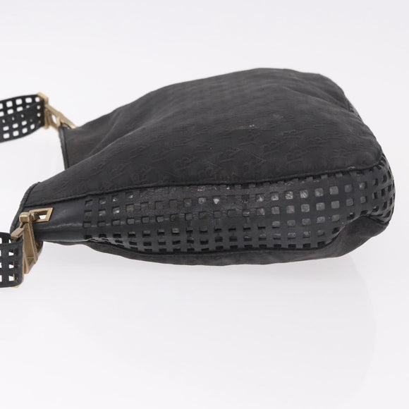 BOTTEGA VENETA Shoulder Bag Canvas Black Gold Auth bs35947
