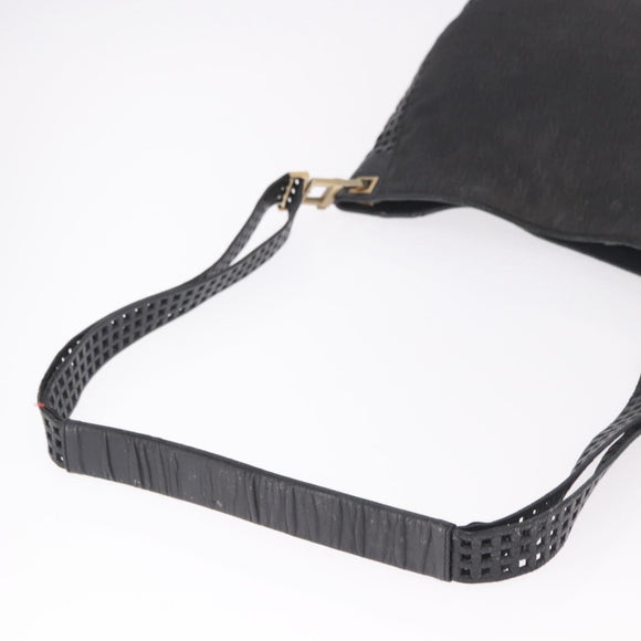 BOTTEGA VENETA Shoulder Bag Canvas Black Gold Auth bs35947