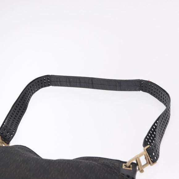 BOTTEGA VENETA Shoulder Bag Canvas Black Gold Auth bs35947