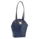 Christian Dior Shoulder Bag Leather Blue Gold Auth bs35948-1