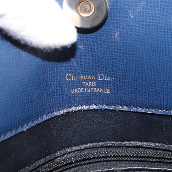 Christian Dior Shoulder Bag Leather Blue Gold Auth bs35948