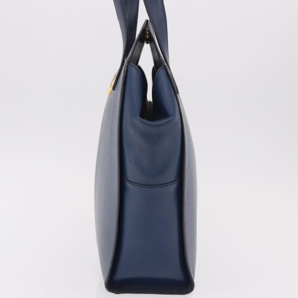 Christian Dior Shoulder Bag Leather Blue Gold Auth bs35948