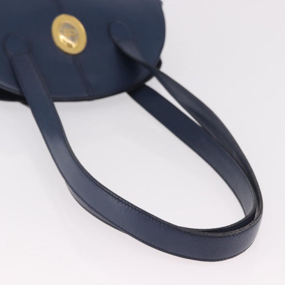 Christian Dior Shoulder Bag Leather Blue Gold Auth bs35948