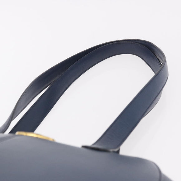 Christian Dior Shoulder Bag Leather Blue Gold Auth bs35948