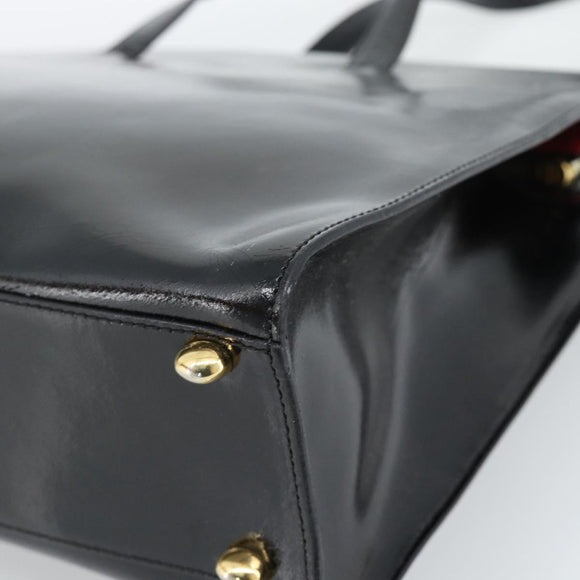 CELINE Tote Bag Patent Black Gold Auth bs35949