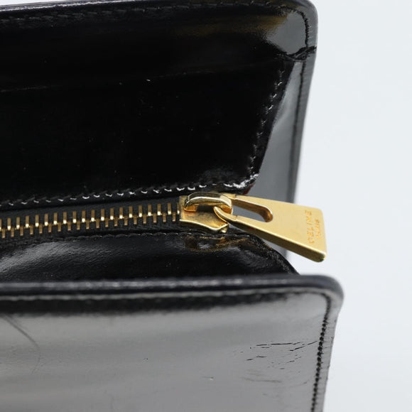 CELINE Tote Bag Patent Black Gold Auth bs35949