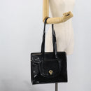 CELINE Tote Bag Patent Black Gold Auth bs35949-24