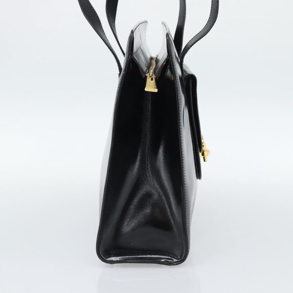 CELINE Tote Bag Patent Black Gold Auth bs35949