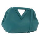 BOTTEGAVENETA Triangle Point Small Bag Leather 2way Turquoise Blue Auth bs35952V-1