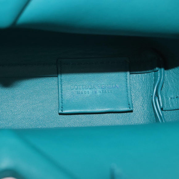 BOTTEGAVENETA Triangle Point Small Bag Leather 2way Turquoise Blue Auth bs35952V